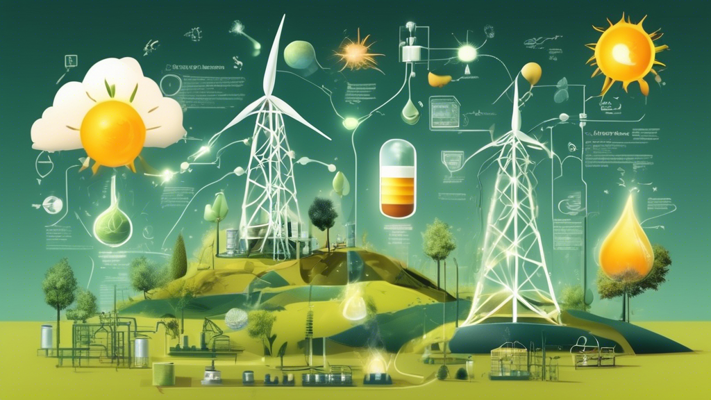 An image that visually represents the exploration of sustainable energy sources through the integration of energy and chemistry.